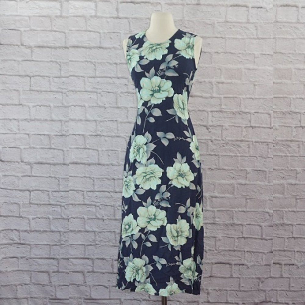 Vintage 90s Floral Slip Midi Dress